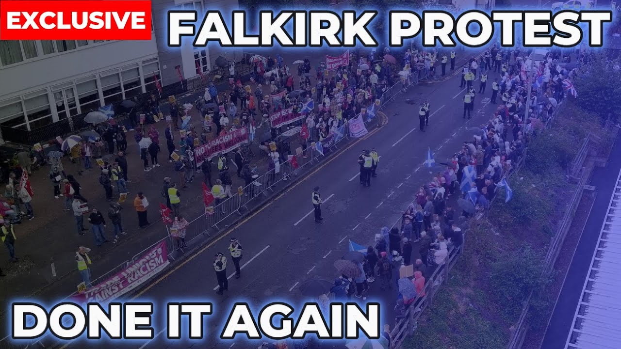 EXCLUSIVE Falkirk Hotel Protest Drone Footage