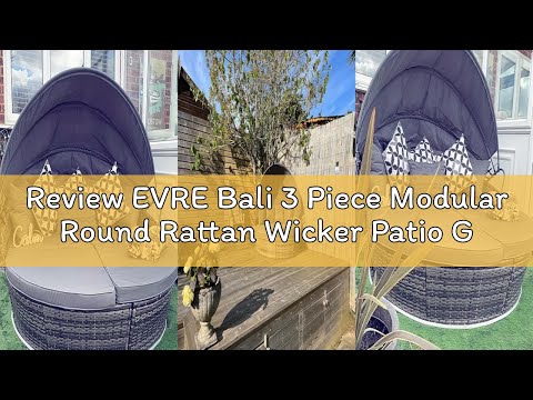 Review EVRE Bali 3 Piece Modular Round Rattan Wicker Patio Garden Furniture Daybed Sun Lounger Set w