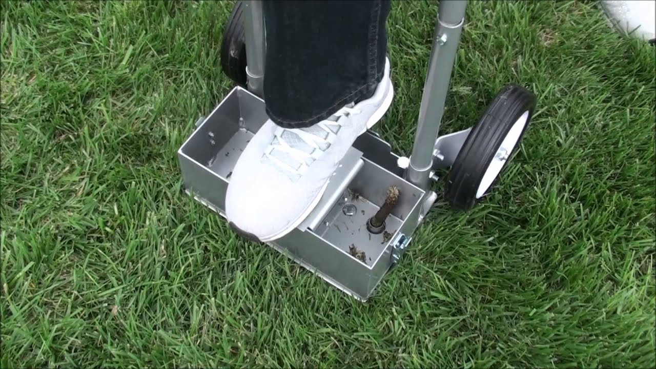 Step N Tilt Lawn Core Aerator with Container - YouTube