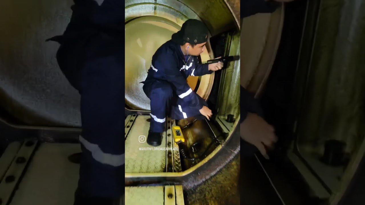 Come along for a Main Engine Piston Ring and Cylinder Liner inspection! #ship #diesel #engineering