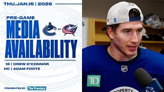 Drew O'Connor & Adam Foote Pre-Game Media | Canucks at Blue Jackets (Jan 15, 2026)