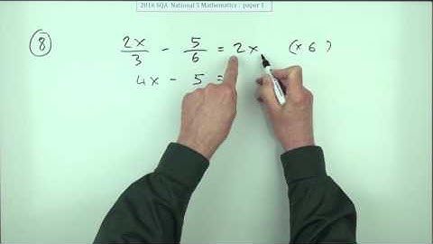 2016 Nat 5 Mathematics  paper 1 number 8