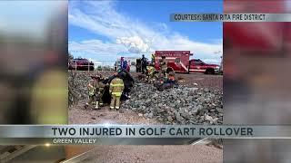 Two hurt in golf cart rollover