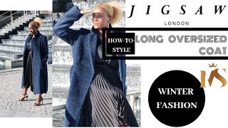 Styling | LONG OVERSIZED WINTER COAT | Jigsaw Luxe Fur Coat, Navy screenshot 5