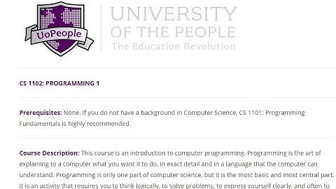 Uopeople CS1102 Programming 1 Unit 1