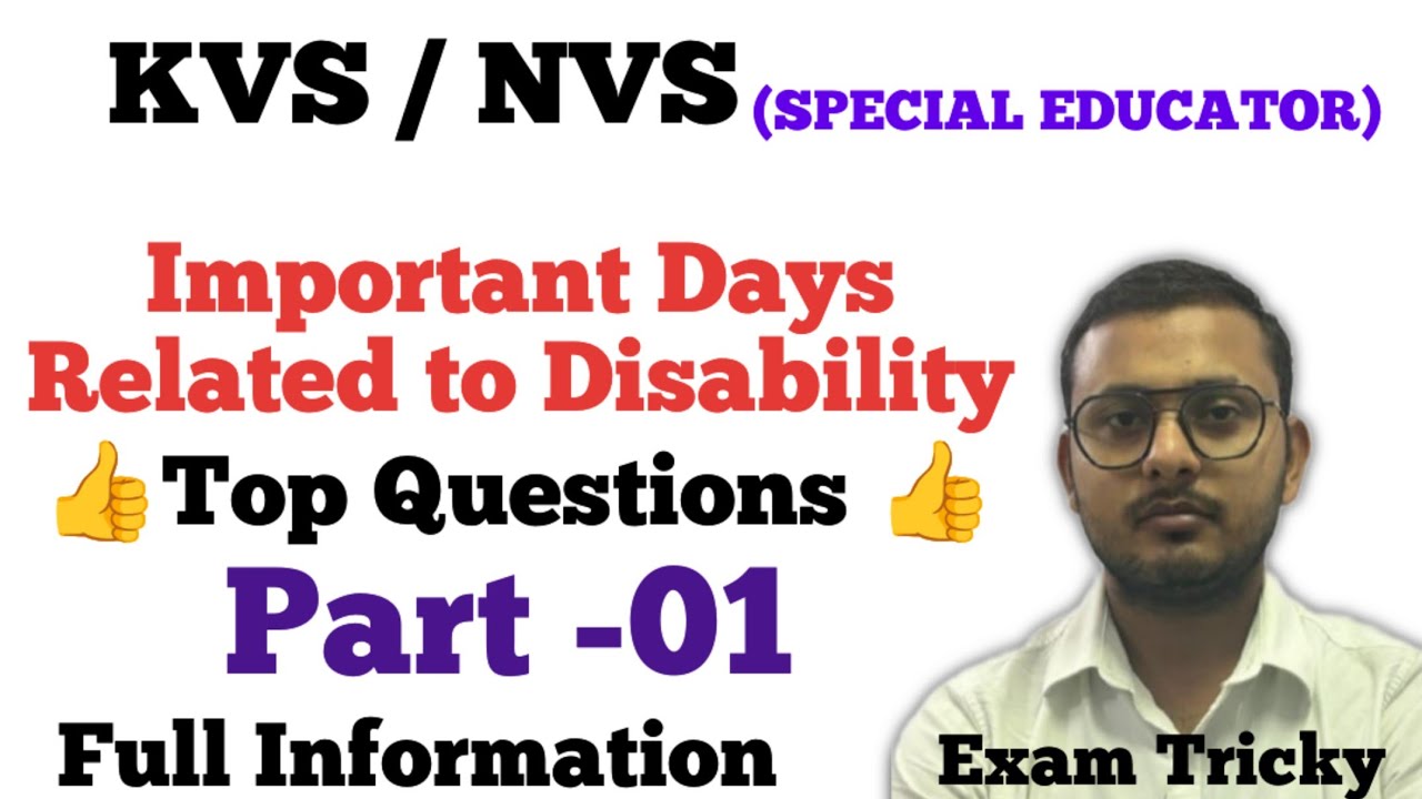 Important Days Related to Disability | KVS /NVS TOP QUESTIONS | SPECIAL EDUCATION