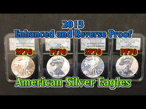 2013 Enhanced And Reverse Proof American Silver Eagles - Perfect PF70 U0026 SP70