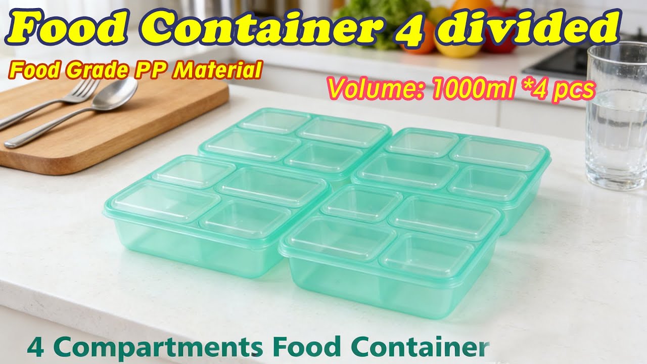 These 4-compartment food containers, no mess. Lightweight, stackable—perfect for meal prep, picnics🥡