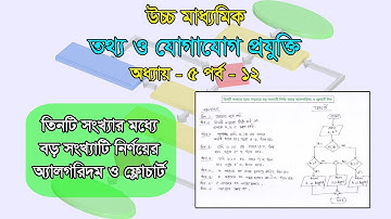 HSC ICT Tutorial Chapter-5 Part-12: তিনটি সংখ্যার মধ্যে বড় সংখ্যা নির্ণয় করার অ্যালগরিদম ও ফ্লোচার্ট