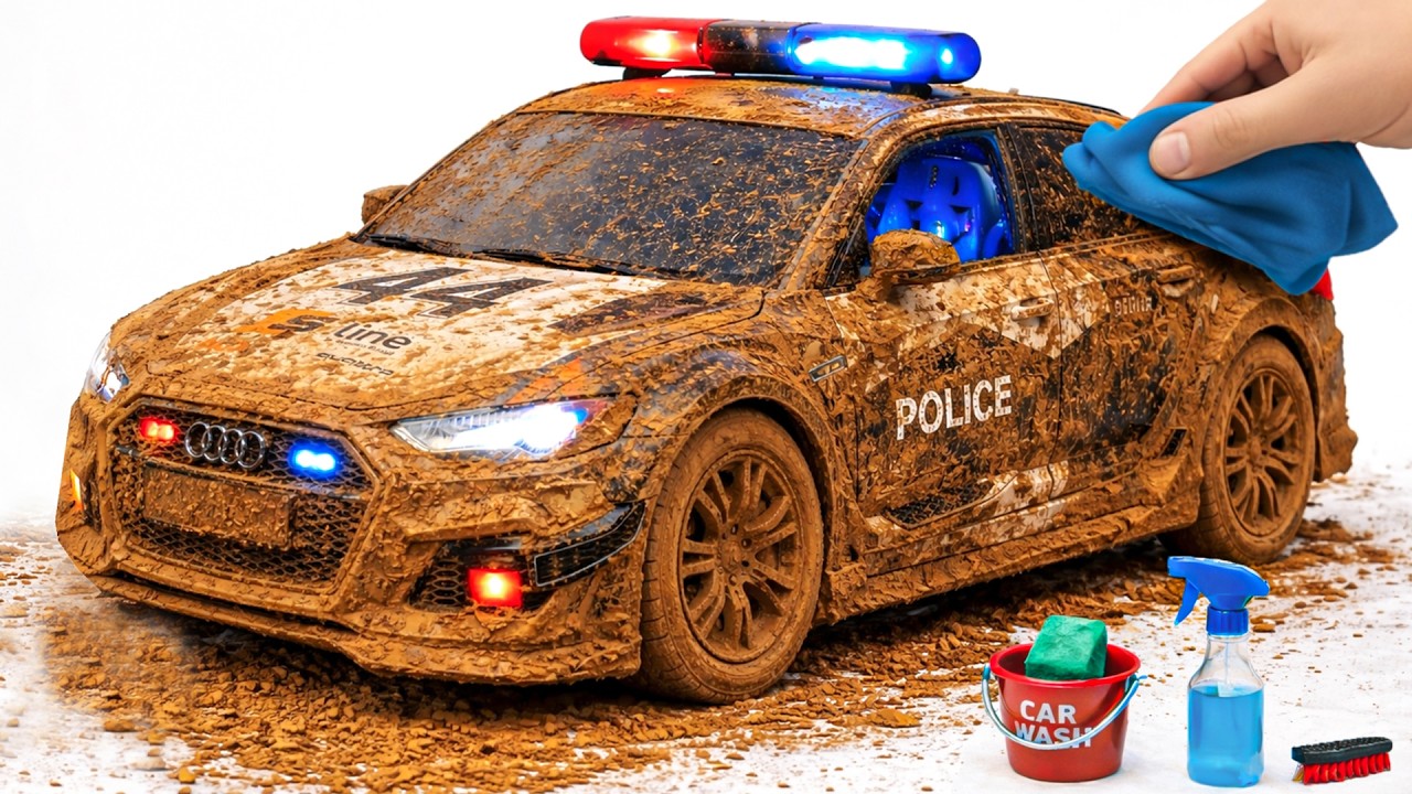 The surreal cleaning process of a 1:24 Audi RS6 Police Car After an Extreme Off-Road Adventure🔥