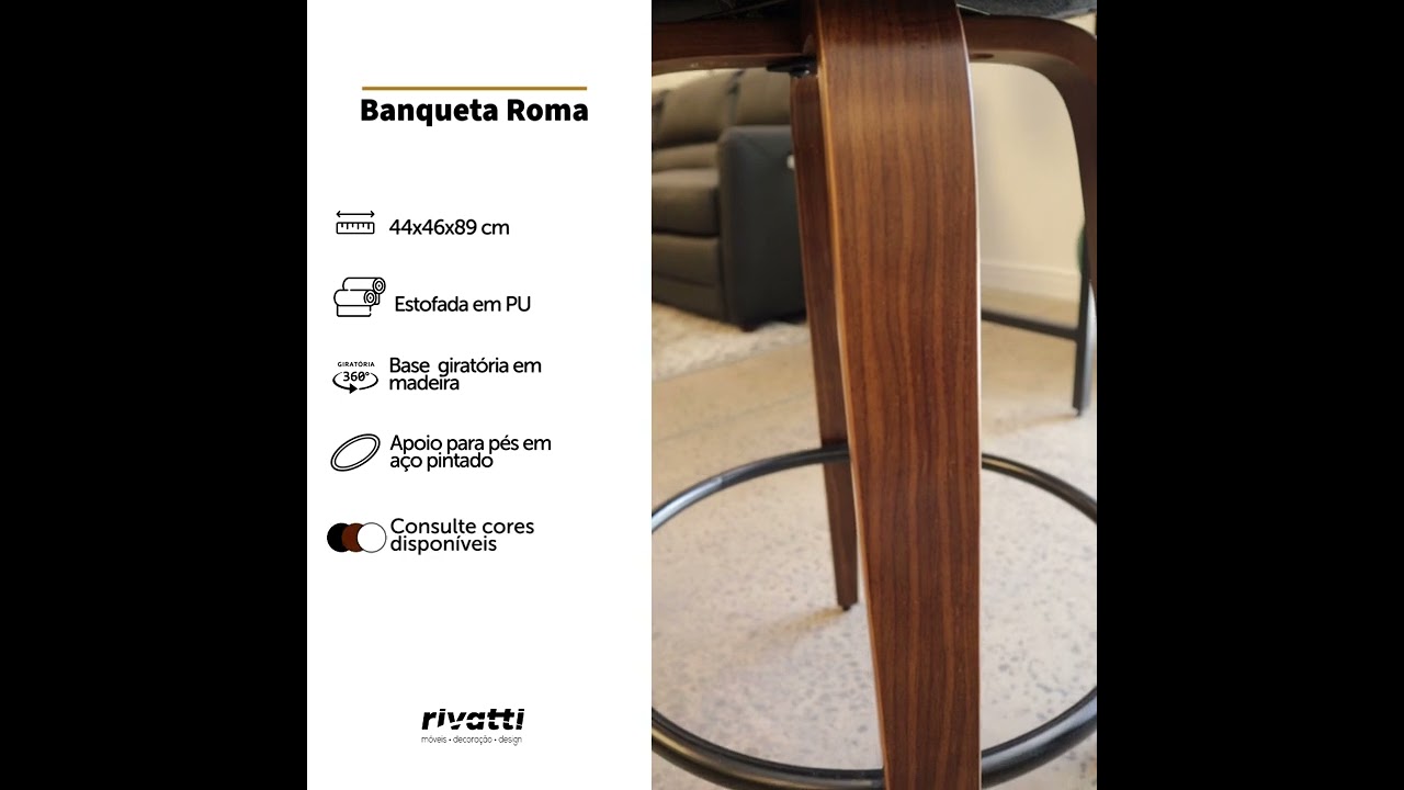 Banqueta Roma Preta - Rivatti