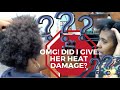 SILK PRESS ON THICK NATURAL  HAIR! OMG DID I GIVE HER HEAT DAMAGE?? (VOICEOVER)