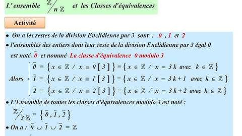 Arithmétique dans Z  =  Classes d
