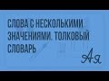 Слова с несколькими значениями. Многозначные слова в толковом словаре. Видеоурок  по русскому языку