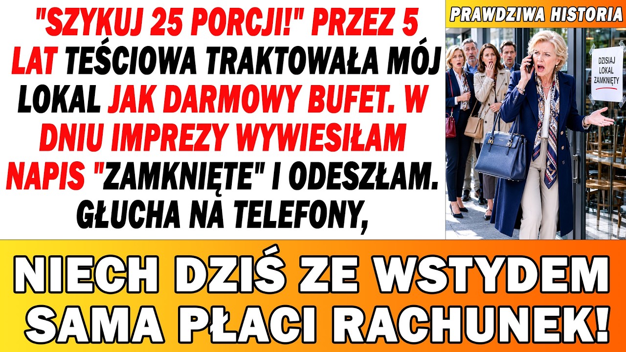 „Jutro o 6:00 rano bądź w restauracji. Trzeba przygotować jedzenie. Jeśli nie odpiszesz, uznam, że mam przyjść i sama się wszystkim zająć." To była ostatnia wiadomość od teściowej, zanim...
