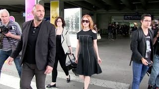 EXCLUSIVE: Amazing Jessica Chastain arriving at Cannes airport for the festival