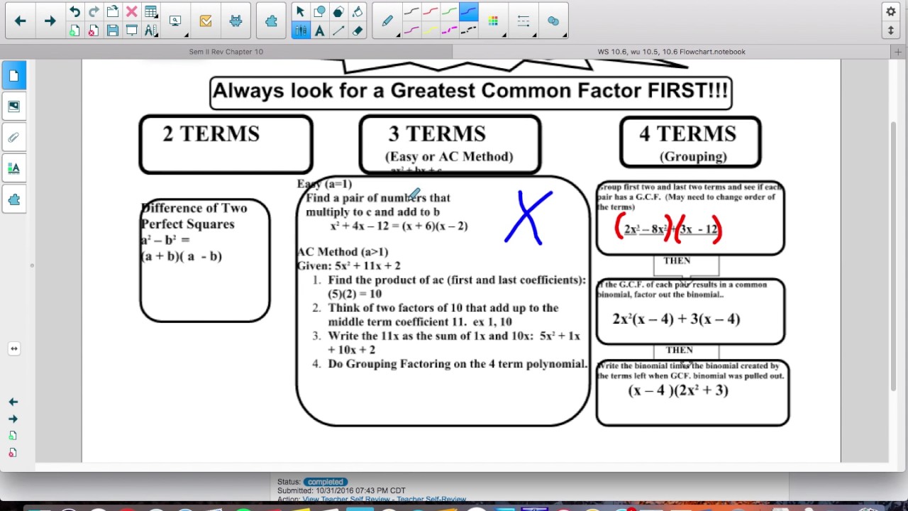 Semester 2 Review Chapter 10 Factoring 