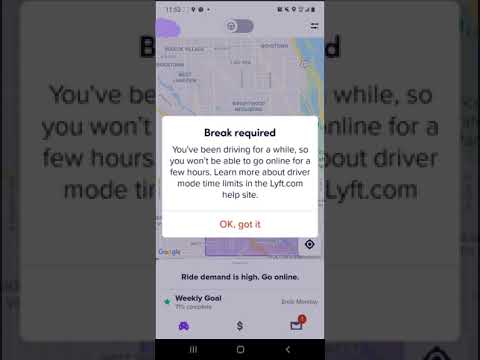 LYFT APP SAYS TO DRIVER TO TAKE BREAK!!!