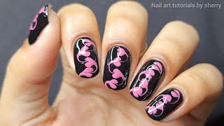dry / drag marble nail art | nail art with needle | black pink nails | nail art tutorials by sherry