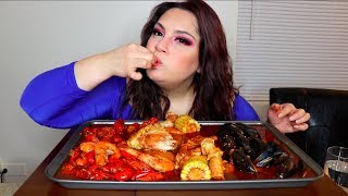 SEAFOOD BOIL MUKBANG 🦀 KING CRAB, SHRIMP, MUSSELS +CRAWFISH | Eating Show