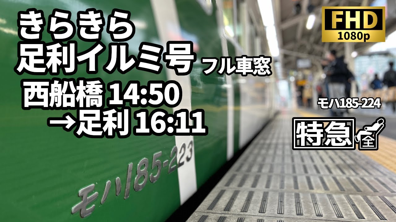 【車窓】JR特急 きらきら足利イルミ号 西船橋→足利 全区間フル車窓【185系】