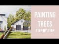 Painting trees in watercolor and gouache  real time
