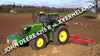 4Kᵁᴴᴰ 2023: John Deere 6215R Premium & Kverneland 6m Foldable Power Harrow plus evening sun, Suffolk