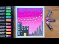 Very Easy Beautiful Scenery Drawing | Oil Pastel Art Tutorial for Beginner s