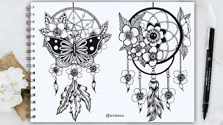 2 Beautiful Dream Catchers || How To Draw A Dream Catcher