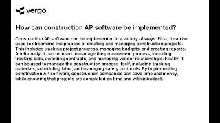 Implementing Construction AP Software