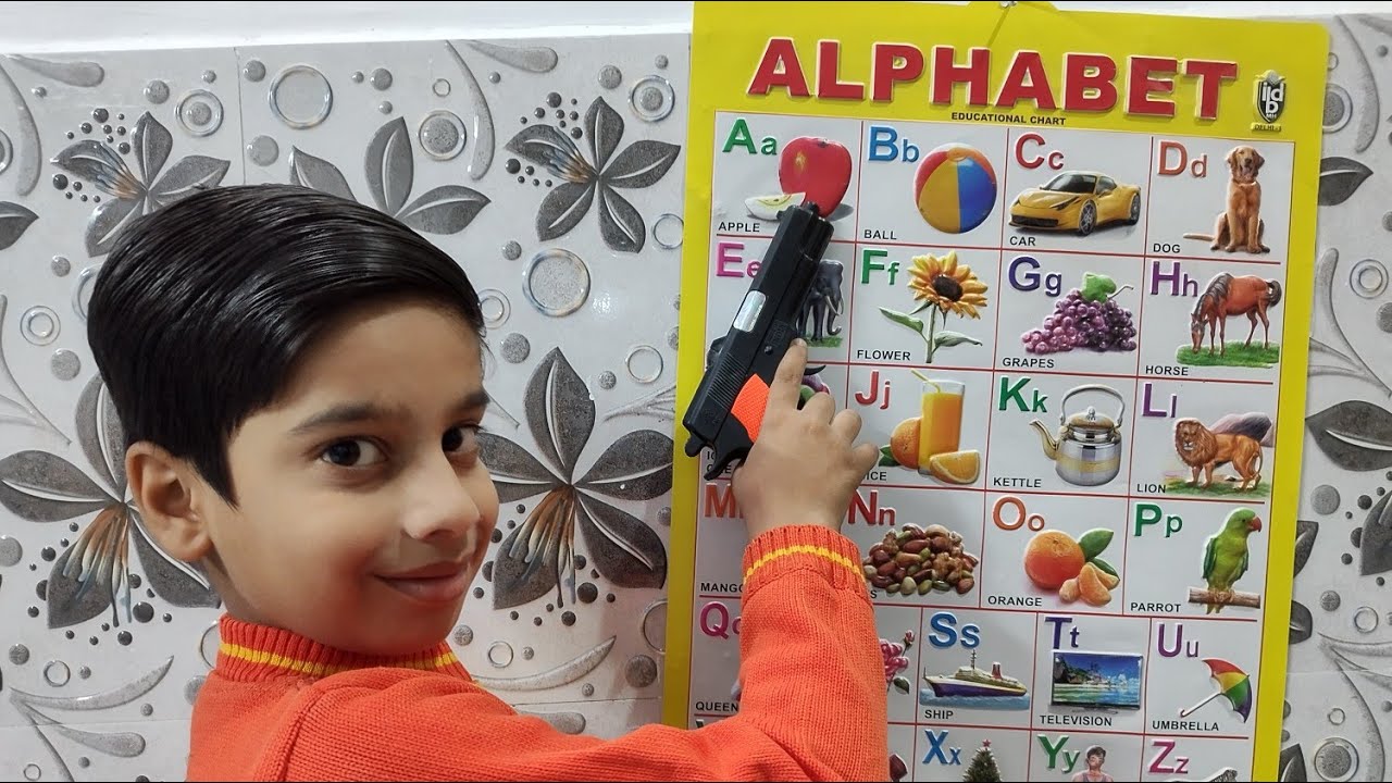 Yash has Diwali Surprise. Learn Alphabets with Yash and his New Roll Cap Gun. A for apple.G for Gun.