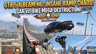 GTA 5 x BeamNG Drive: CAR vs BIKE Mega Ramp Challenge! 😱 screenshot 4