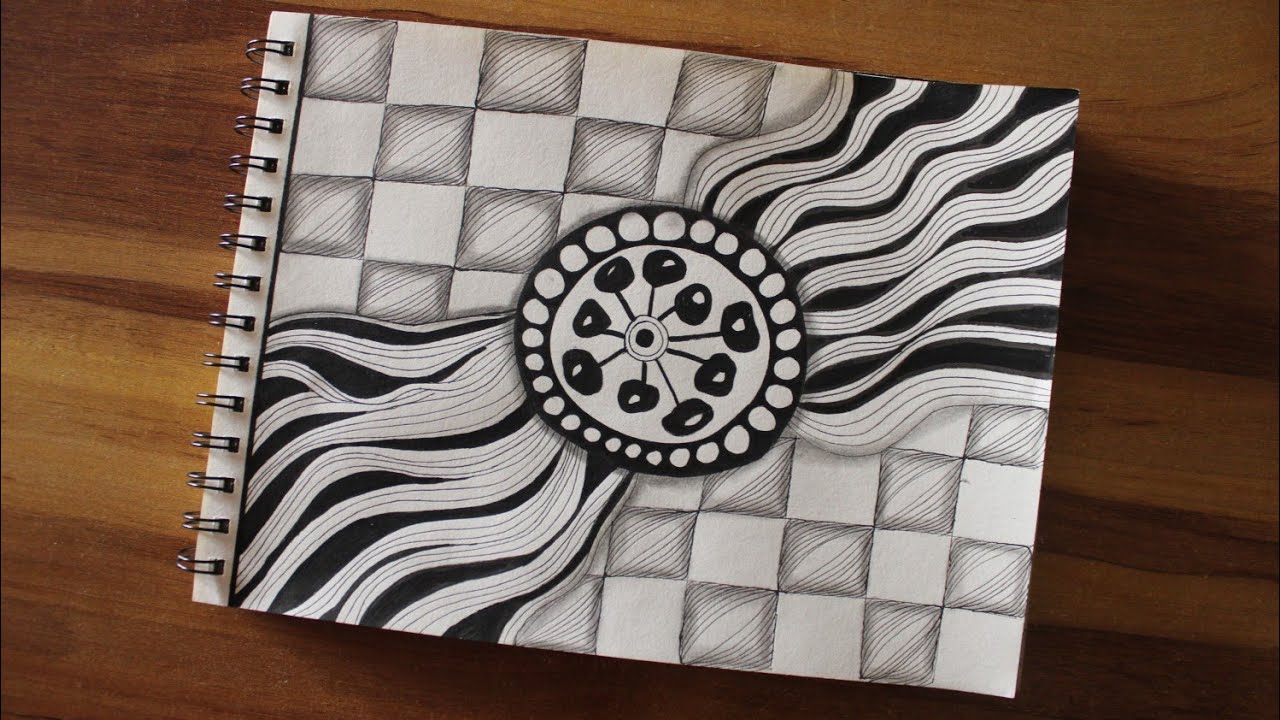 Drawing Process | Radial Waves with Grid Pattern 🗓️ Day 80 | Inky Canvas Palette