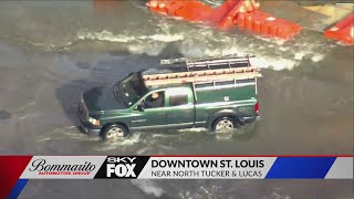 Water main break floods downtown St. Louis streets