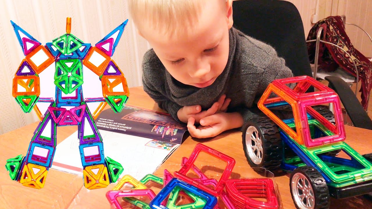 Магформерс магнитный конструктор строим машинки и домик - YouTube