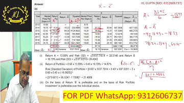 CA FINAL II SFM II PORTFOLIO MANAGEMENT II SUGGESTED QN 5A JAN 2021 II BY H L GUPTA