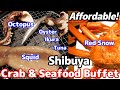 Shibuya's Affordable All-you-can-eat Crab & Seafood Buffet: Octopus, Squid, Oysters, Tuna, & Alcohol