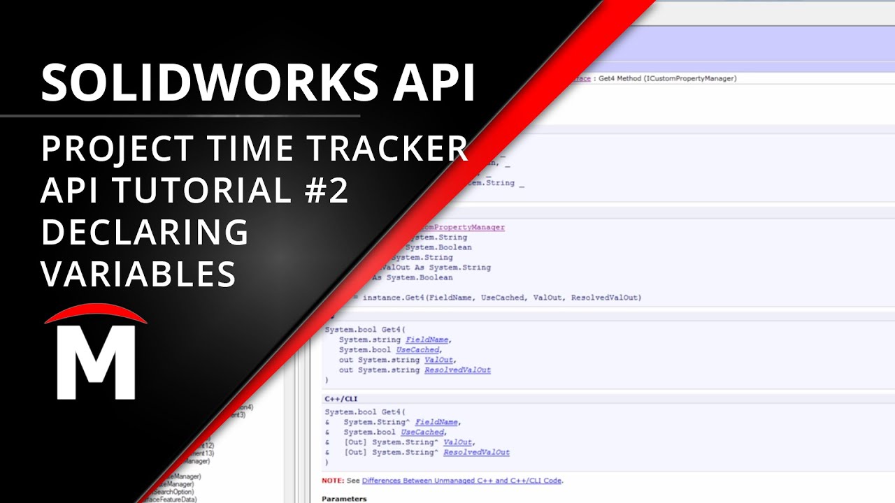 Project Time Tracker - Declaring Variables - SOLIDWORKS API Tutorial #2