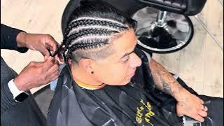 Straight back cornrows | on straight hair | mens style