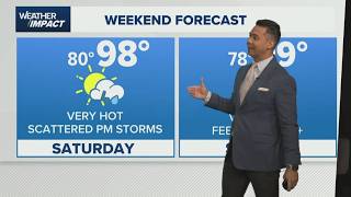 Weather Impact: Slight chance for storms this evening as sweltering heat continues