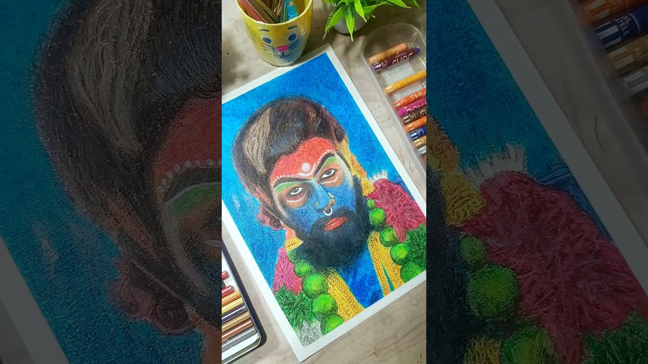 Pushpa 2 drawing, oil pastel colour drawing...😇😎💞 