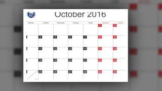 October 2016 calendar