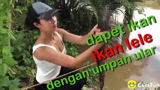 #cocofun lucuWanita ini jago mancing,walaupun umpan nya daging ular