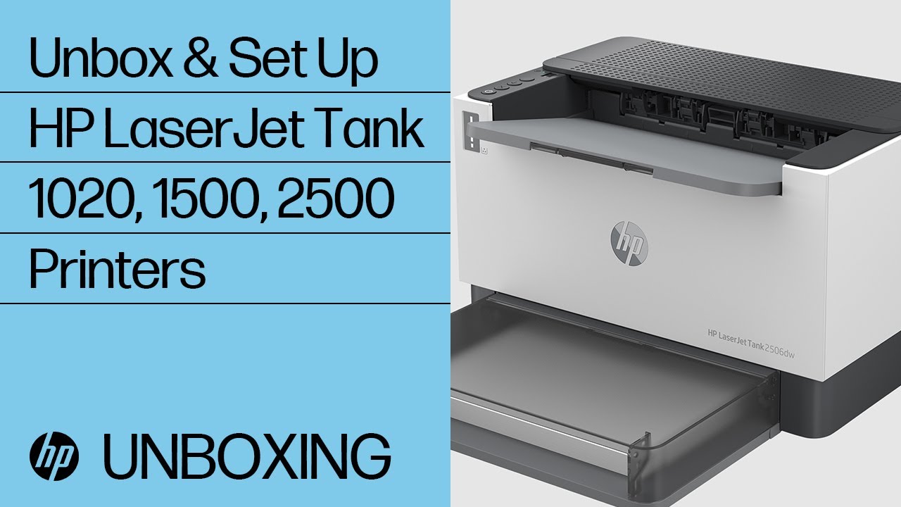 How to Unbox HP LaserJet Tank 1020, 1500, 2500 Printers & to a or Wired Network - YouTube