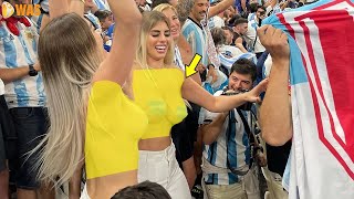 Crazy Woman Fans Take Off Shirt to Celebrate Argentina World Cup Champion 2022 - Football Video