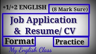 Job application format and resume format| Plus two English focus area|Plus two English exam
