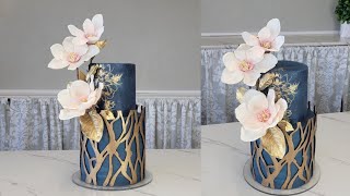 GOLD Chocolate Wrap Cake! | Trick to using MESH STENCILS on BUTTERCREAM with reliable results