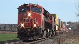 Huge 13 K Foot Stack Train CN 120 w/DPU Rolling pass Dorchester, NB