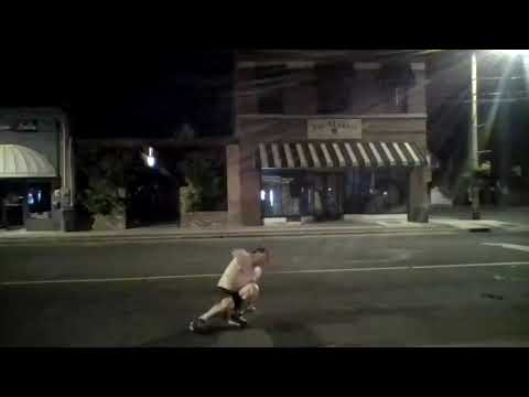Guy break dancing in the street almost run over by a truck - YouTube