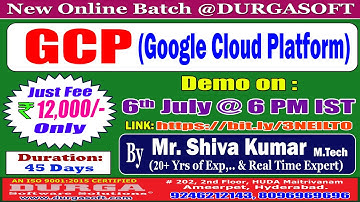 GCP (Google Cloud Platform) Online Training @ DURGASOFT